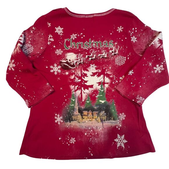 Studio Gem Top Women Large Ugly Christmas Tree Holiday Festive Snow Flakes Shirt - Picture 7 of 10